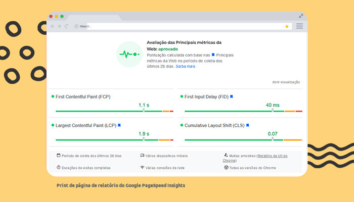 Print de tela: painel do Google PageSpeed Insights.