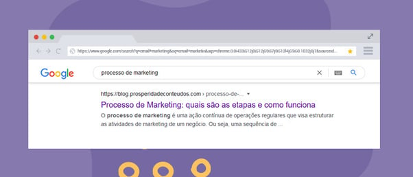 Print de tela para o resultado do Google para "processo de marketing".