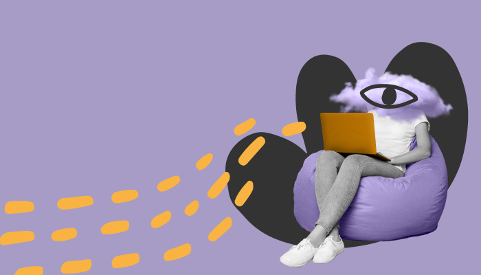 Ilustração: a tela de um computador, com linhas representando um texto e vários ícones de chave.