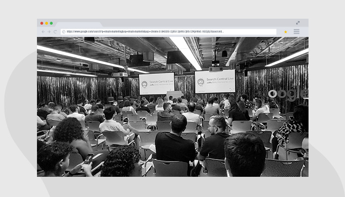 Imagem do público no evento do Google Search Central Live, em Belo Horizonte, no auditório da própria empresa