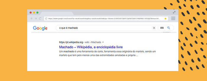 Print de tela: resultado de busca do Google para "o que é machado".