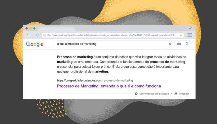 Snippet (trecho em destaque) do Google.