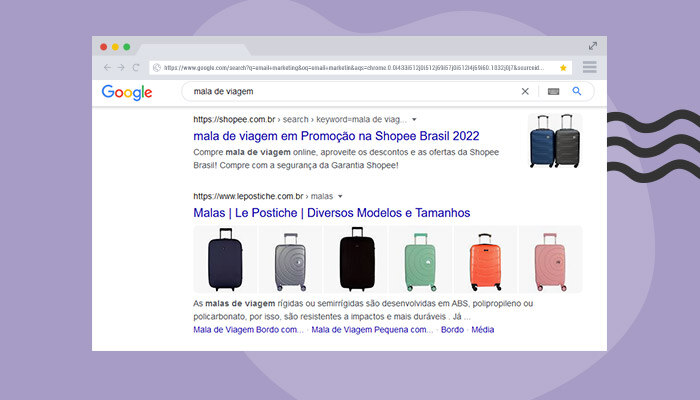 Print: resultado de busca do Google para intenção de busca comercial
