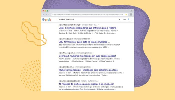 Resultados orgânicos do Google.