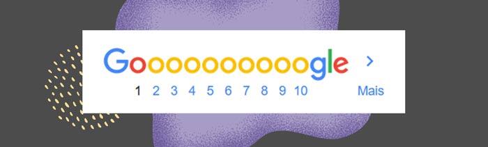 Menu de páginas do Google.